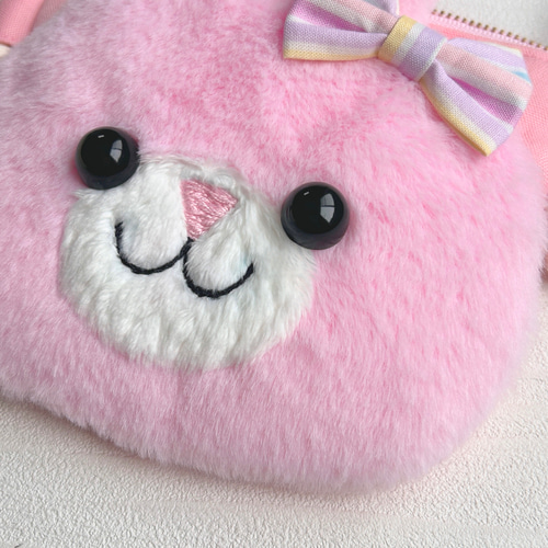 受注制作※【ファスナー付き】うさぎのふわふわポシェット(キッズ) 雑貨