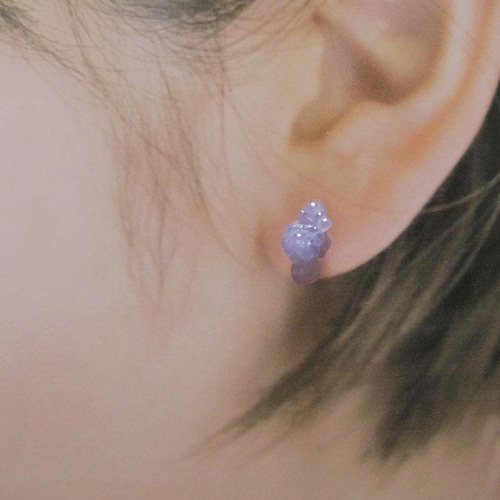 グレープカルセドニーのピアス /polish/Indonesia14KGF ピアス
