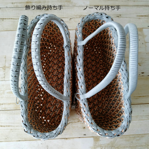 甘すぎず大人可愛い【ムースピンク】花結び編みクラフトバンドバッグL