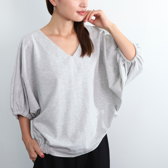 前後 2Way スウェット ドルマン トップス ライトグレー 0185Grey