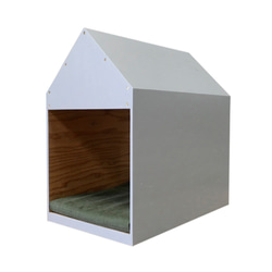 インテリアになる犬小屋　ドッグハウス　ペットハウス　木製　グレー/レッド/イエロー 1枚目の画像