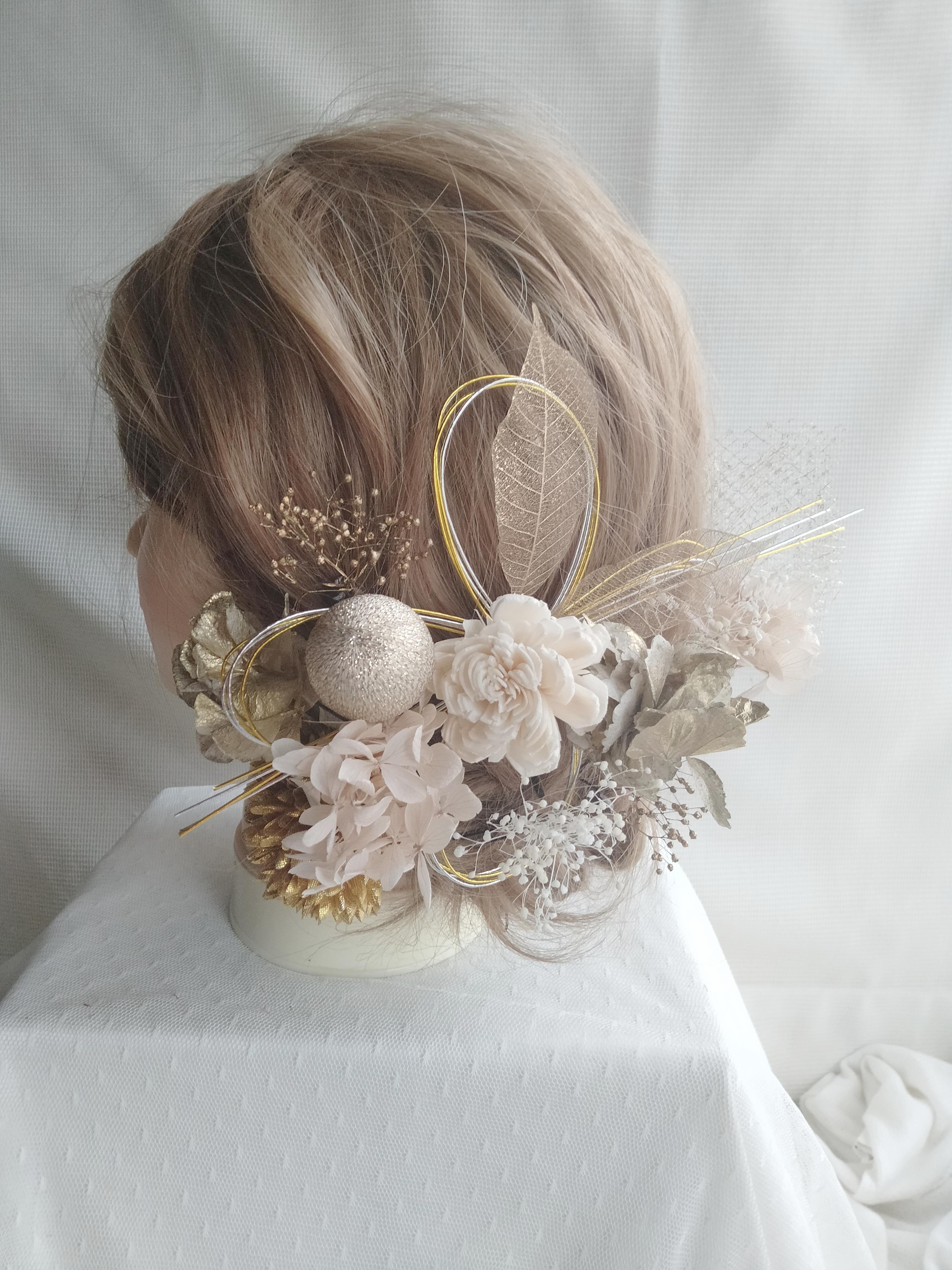 ドライフラワー　和玉　水引　和装髪飾り　成人式髪飾り　卒業式　結婚式　成人式前撮り　振袖　結婚式前撮り　色打掛　袴 5,103円