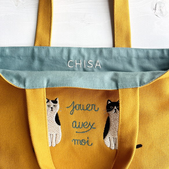 ねこの刺繍のはんぷトートバック マスタードイエロー 人気・おすすめ｜売れ筋商品・話題商品におすすめ コスパ重視 安心配送
