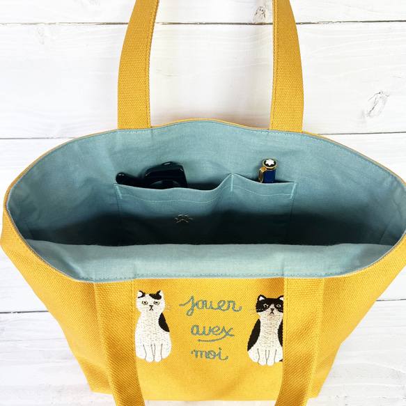ねこの刺繍のはんぷトートバック マスタードイエロー 人気・おすすめ｜売れ筋商品・話題商品におすすめ コスパ重視 安心配送