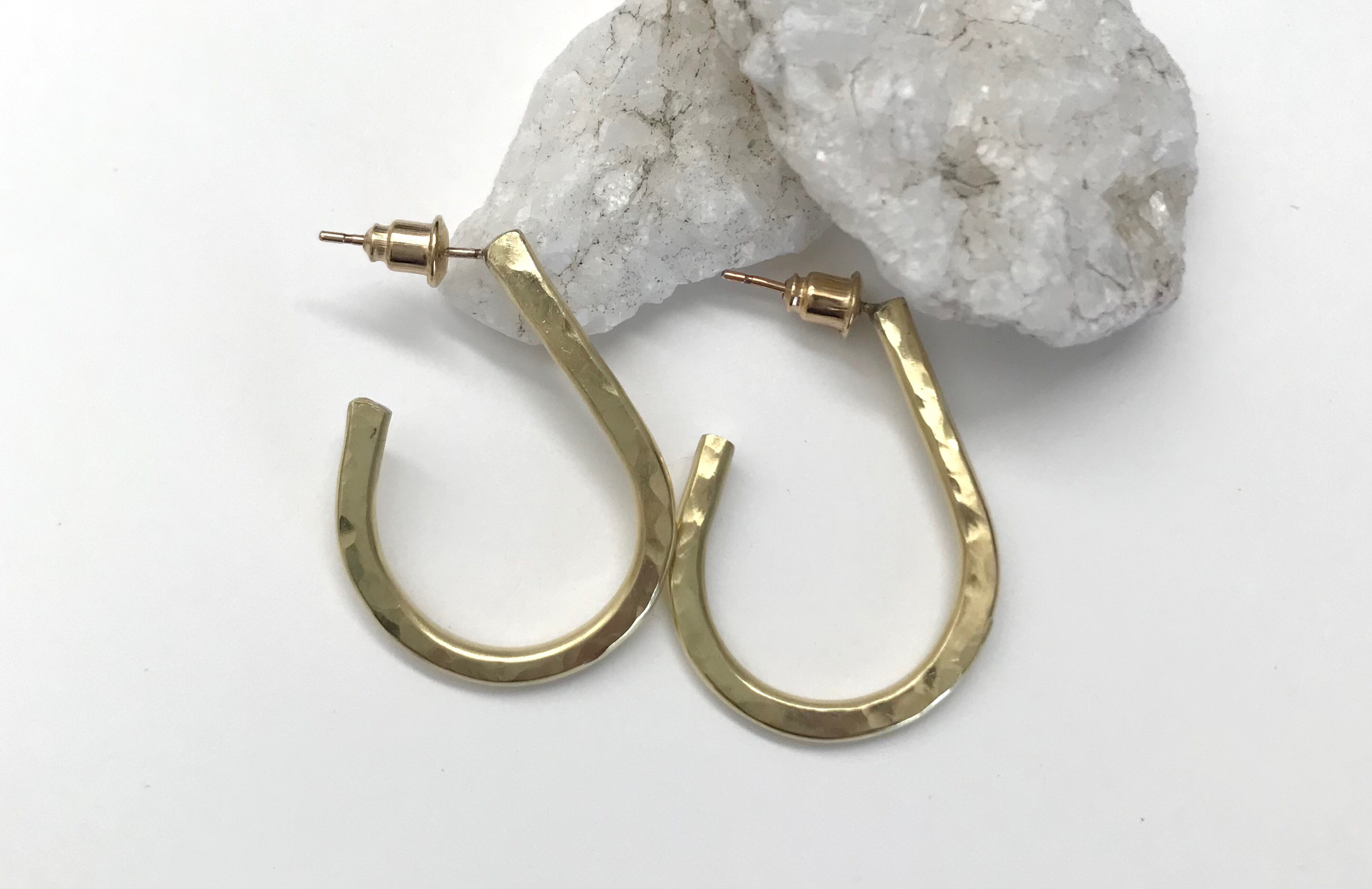 送料無料　真鍮製longフープピアス　14kgfポスト　イヤリング　18Kポストへの変更可能　ゴールド　ドロップ