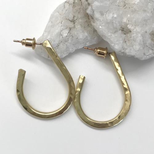 2024セール 送料無料 真鍮製longフープピアス 14kgfポスト イヤリング 18K アクセサリー