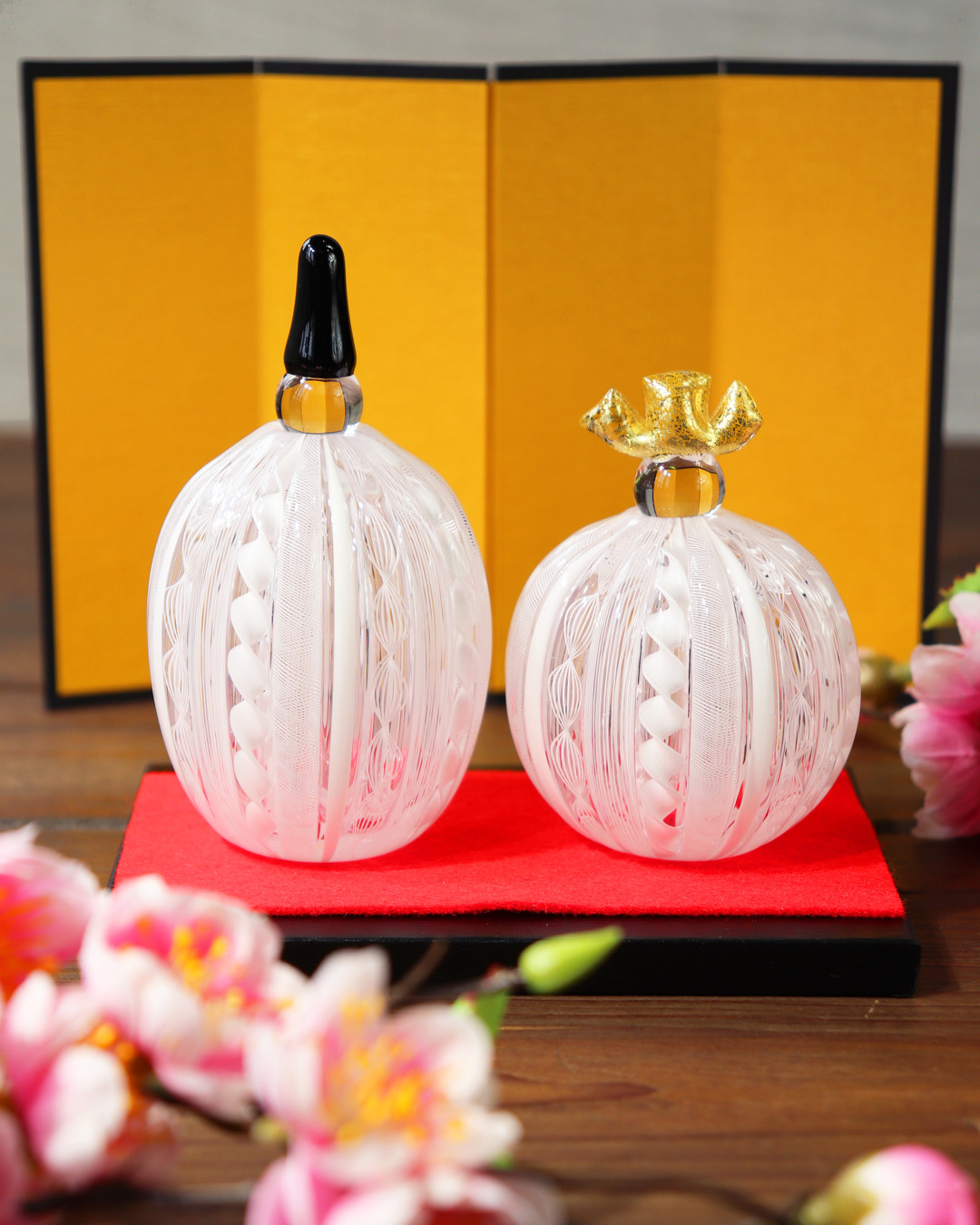 アンティークレトロなガラスのお雛様 粋工房作品 桃の節句