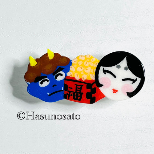 割れ氷の豆帯留（白） すかっ