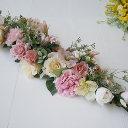 テーブル装花 ウェディング オーダー商品 フラワーアレンジメント ◇ナチュラル！ホワイト＆グリーン 豪華 90cmのテーブル装花