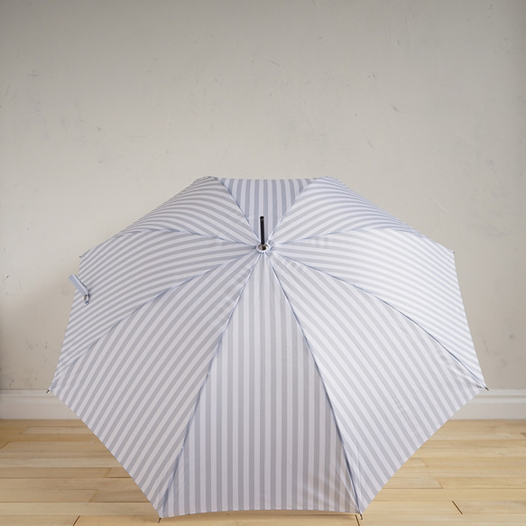 竹の傘 ストライプ ライトグレー 晴雨兼用 長傘 ALCEDO 161004 日傘 雨傘 16枚目の画像