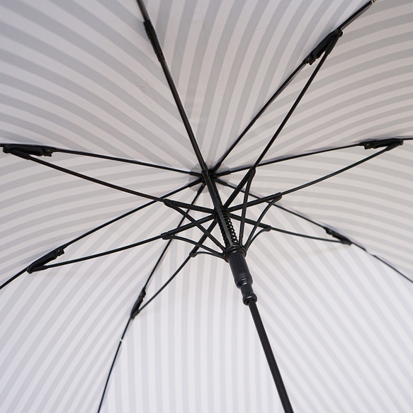 竹の傘 ストライプ ライトグレー 晴雨兼用 長傘 ALCEDO 161004 日傘 雨傘 14枚目の画像