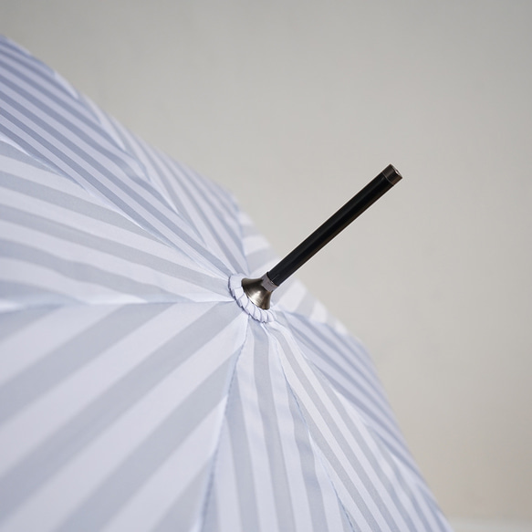 竹の傘 ストライプ ライトグレー 晴雨兼用 長傘 ALCEDO 161004 日傘 雨傘 15枚目の画像