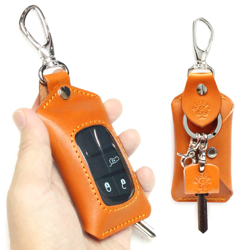 “スマートキーバッグホルダー”14色 ほぼ全機種対応 クリア窓 エアタグ AirTag キーケース 栃木レザー 革 名入