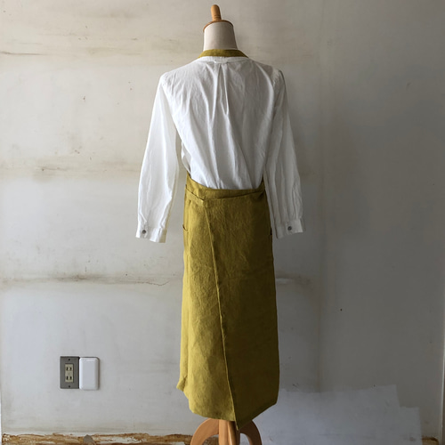 厚手透け感無いエプロンお探しの方にお勧め＊ベルギーリネン100%25