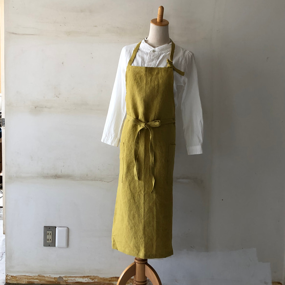 厚手透け感無いエプロンお探しの方にお勧め＊ベルギーリネン100%２５番手 4枚目の画像