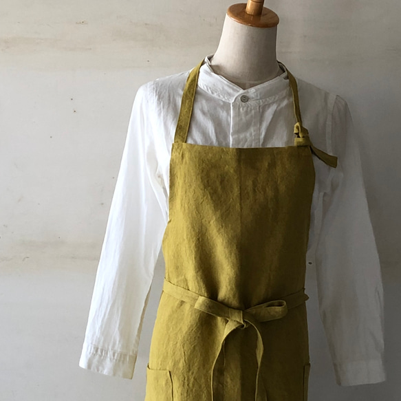 厚手透け感無いエプロンお探しの方にお勧め＊ベルギーリネン100%２５番手 6枚目の画像