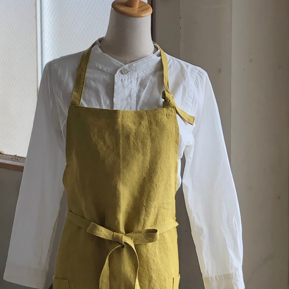 厚手透け感無いエプロンお探しの方にお勧め＊ベルギーリネン100%２５番手 10枚目の画像