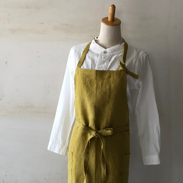 厚手透け感無いエプロンお探しの方にお勧め＊ベルギーリネン100%２５番手 7枚目の画像