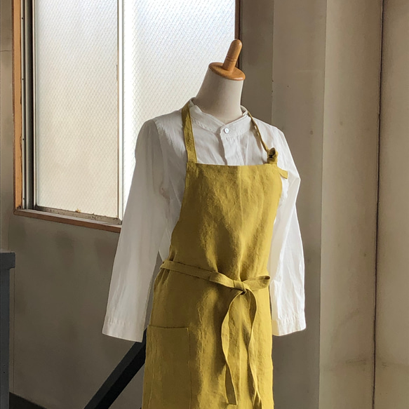 厚手透け感無いエプロンお探しの方にお勧め＊ベルギーリネン100%２５番手 5枚目の画像