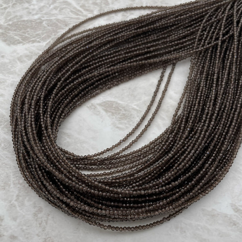 スモーキークォーツ 煙水晶 茶水晶 連39~40cm 極小粒 2mm 煙水晶 素材