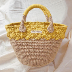 【春天色】可愛圖案*麻繩籃袋*顏色：黃色 第1張的照片