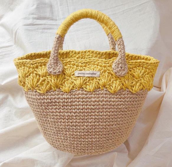 【春天色】可愛圖案*麻繩籃袋*顏色：黃色 第1張的照片