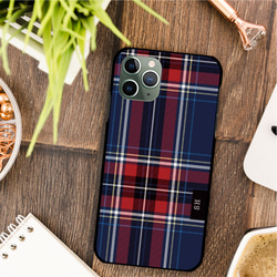 タータン チェック 青 スマホケース 樹脂  スマホカバー けいたいカバー グーグル 1枚目の画像