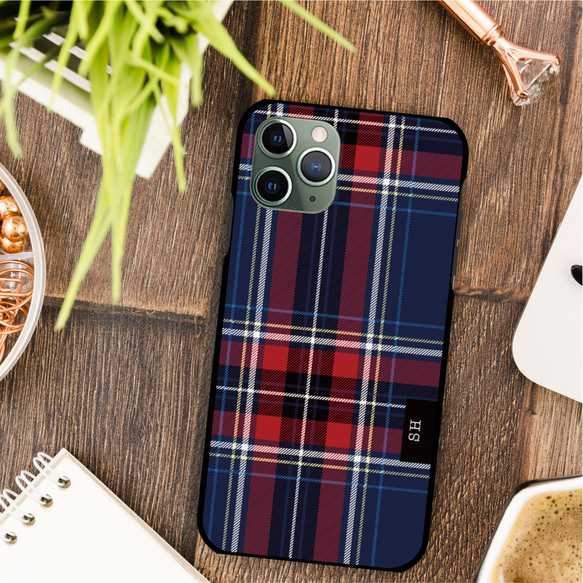 タータン チェック 青 スマホケース 樹脂  スマホカバー けいたいカバー グーグル 1枚目の画像