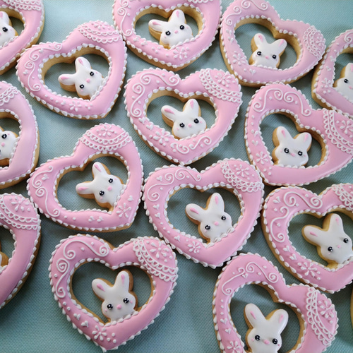 身体に優しいアイシング」白砂糖不使用ウサギちゃんの大きなハートの