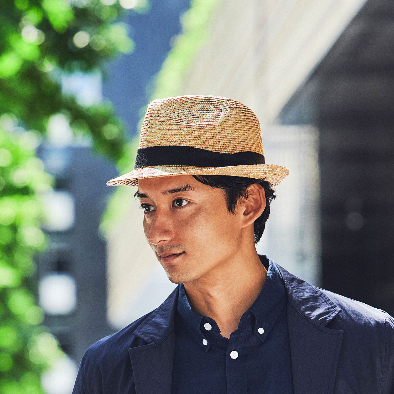 シモン Simone 細麦 中折れハット 麦わら ブラックリボン 大きいサイズ 61cm [UK-H101-NA-LL]