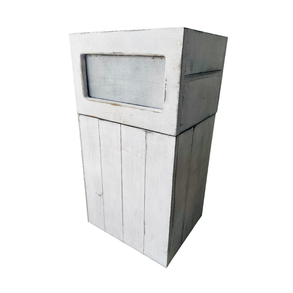 45L 白×ピーニー アメリカン ダストボックス お洒落ゴミ箱 分別 木製