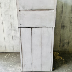 高級木製ダストボックス 白[MI-MI-MOKO] 蓋つきゴミ箱 45リットル シャビー アンティーク可愛い 4枚目の画像