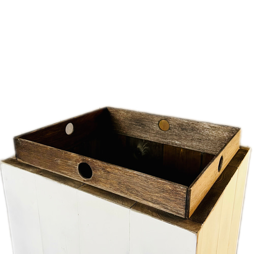 高級木製ダストボックス 白[MI-MI-MOKO] 蓋つきゴミ箱 45リットル