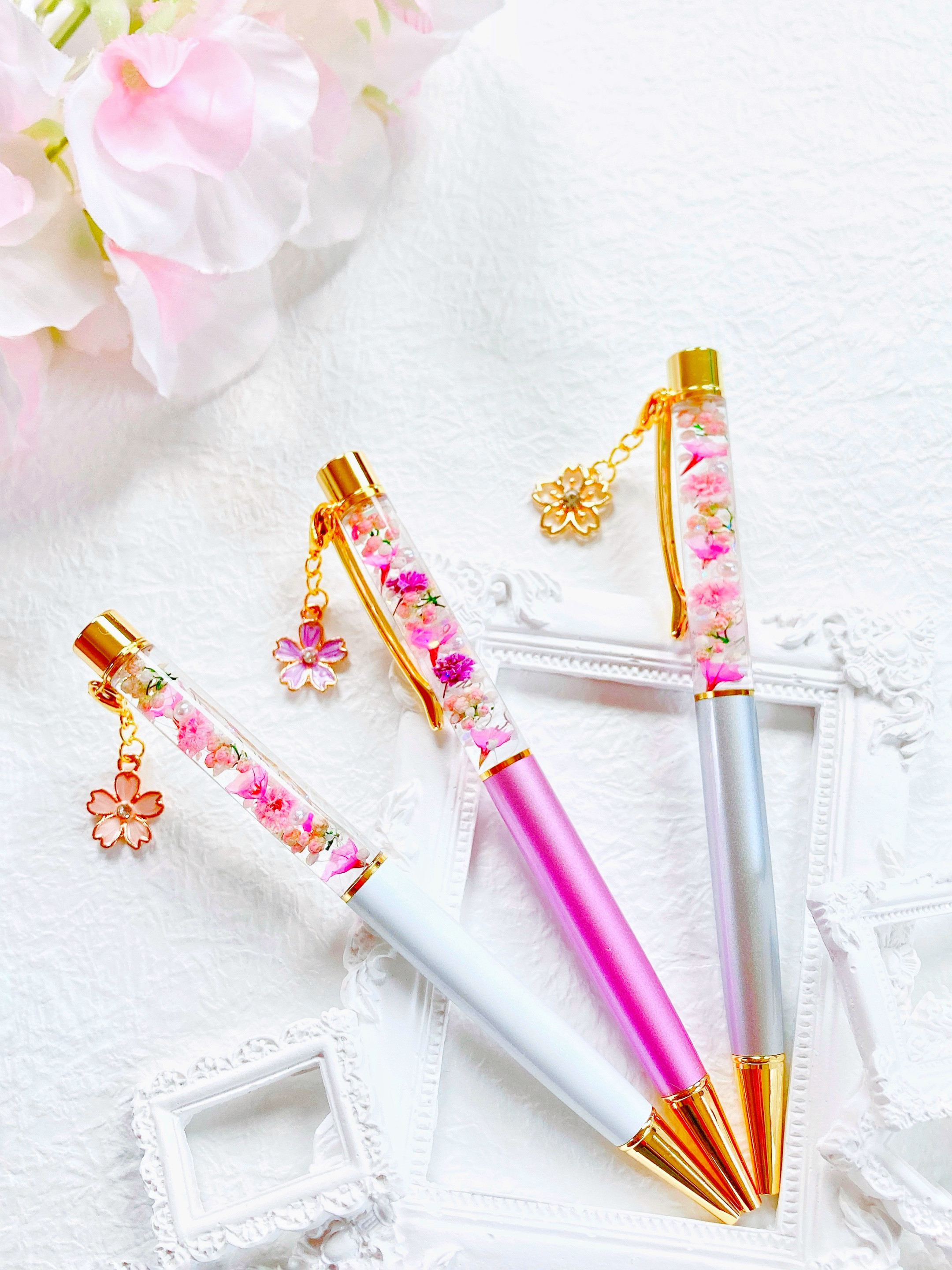 ♥♡桜ウェディング飾り♥色々季節飾り*♡♥固まるハーバリウムペン立て*2個*♡♥