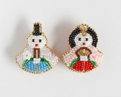 ◯受注製作◯ おひなさまブローチ セット【ビーズ刺繍】 ブローチ KINO