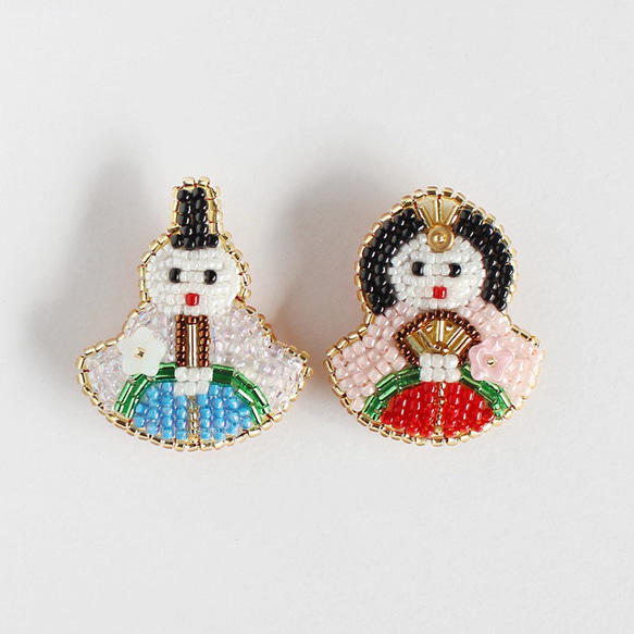 ◯受注製作◯ おひなさまブローチ セット【ビーズ刺繍】 ブローチ KINO