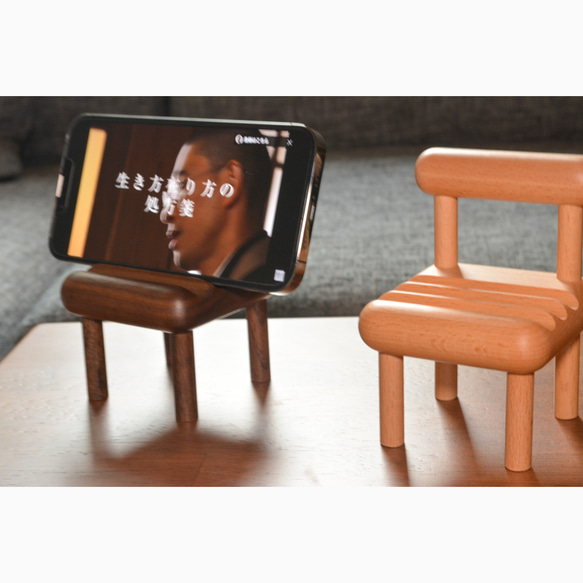 受注生産 職人手作り スマホスタンド iPhoneスタンド 木製雑貨 インテリア 無垢材 家具 おうち時間 LR2018 2枚目の画像