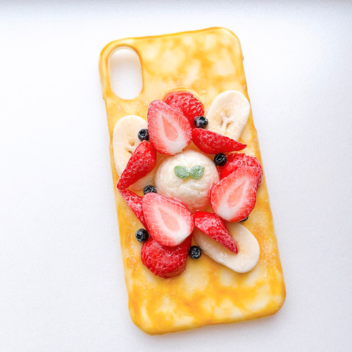 食品サンプル　iPhoneケース　オーダー 受注製作】フルーツクレープのiPhoneケース【食品サンプル