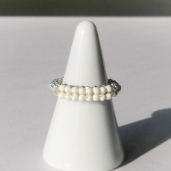 雙線 ◦珍珠戒指（淡奶油色） 第7張的照片