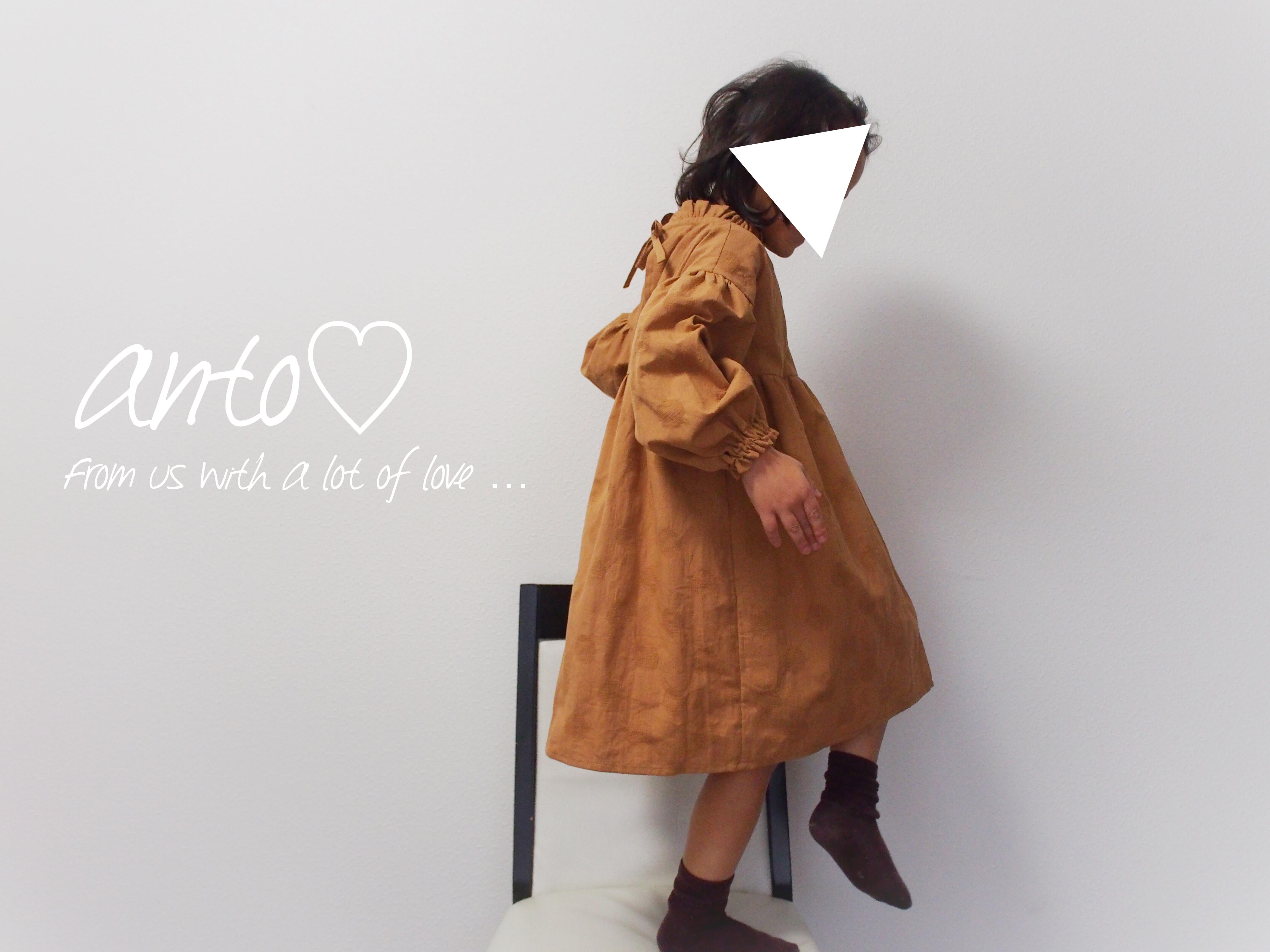 フリル襟ワンピース【キャメル】