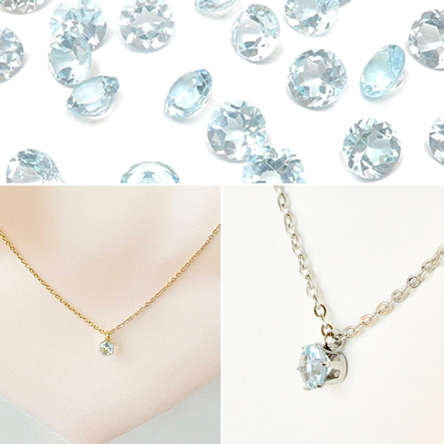 ◇天然石 誕生石 1粒ネックレス❄宝石質スカイブルートパーズ