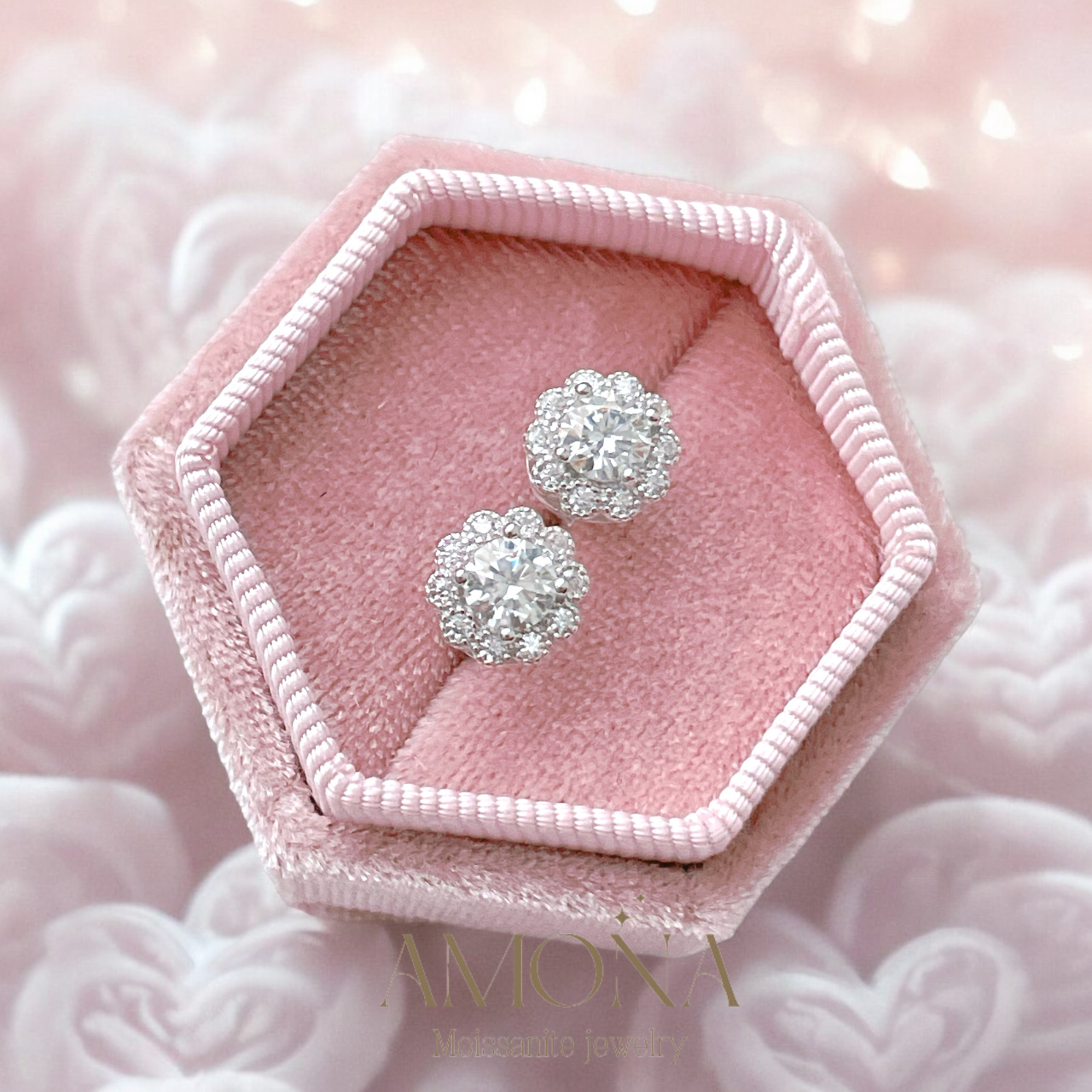 1ct モアサナイト ピアス S925 輝き フラワー 人工ダイヤ 最高級 両耳