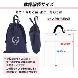 レッスンバッグ シューズケース 体操着袋 3点セット 【葉 紺】防水 撥水 ティッシュ出せるバッグ 入園入学 8枚目の画像