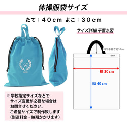 レッスンバッグ シューズケース 体操着袋 3点セット 【葉 ターコイズ】防水 撥水 ティッシュ出せるバッグ 入園入学 8枚目の画像