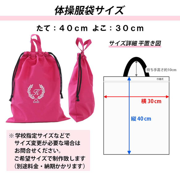 レッスンバッグ シューズケース 体操着袋 3点セット 【葉 ピンク】防水 撥水 ティッシュ出せるバッグ 入園入学 8枚目の画像