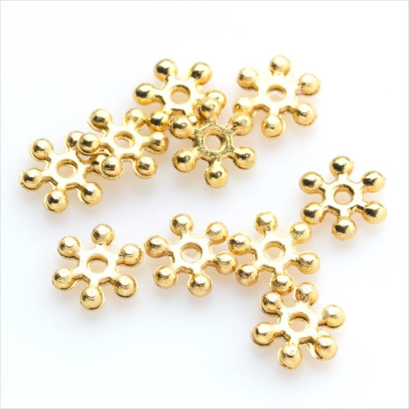 [10 件] 金屬珠 ★b3/金色★墊片 Rondel 花形配件 第2張的照片