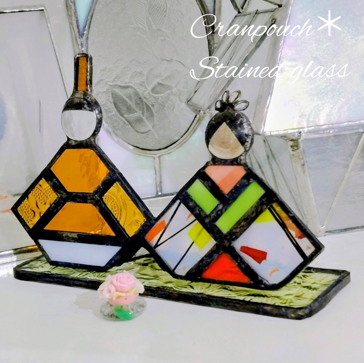 お雛様 C17 令和 お花付【ステンドグラス】ガラス 桃の節句 おひなさま 雛祭り飾り ひな飾り 桜