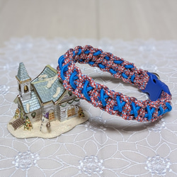 パラコード首輪 ハーフチョーク チェーンタイプ 3色編み込み 大型犬用