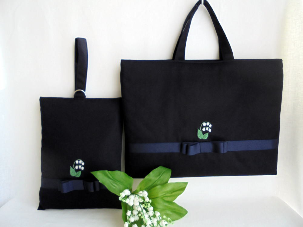 こん様　手刺繍　ビッグトート2点　小物入れ　お受験 こん様 手刺繍 ビッグトート2点 小物入れ お受験 お受験専門店