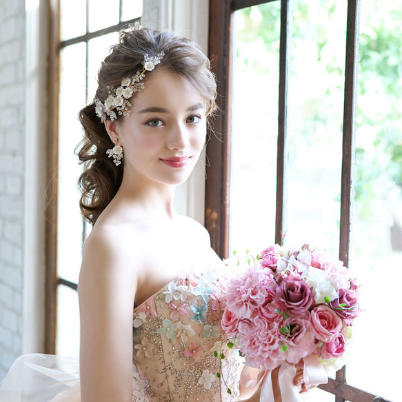ヘッドドレス【ルチア】(H-141) |花嫁 シルバー ゴールド 小枝 花 ウエディング 結婚式 前撮り 挙式 お色直し 5枚目の画像